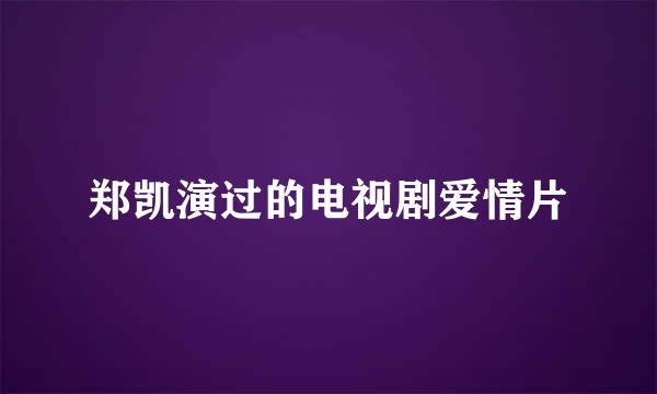 郑凯演过的电视剧爱情片