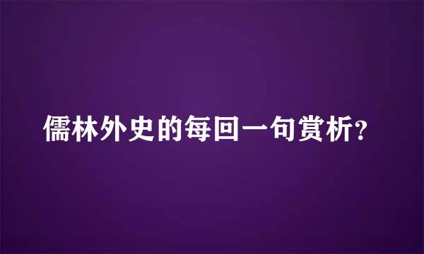 儒林外史的每回一句赏析？