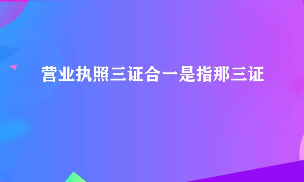 营业执照三证合一是指那三证