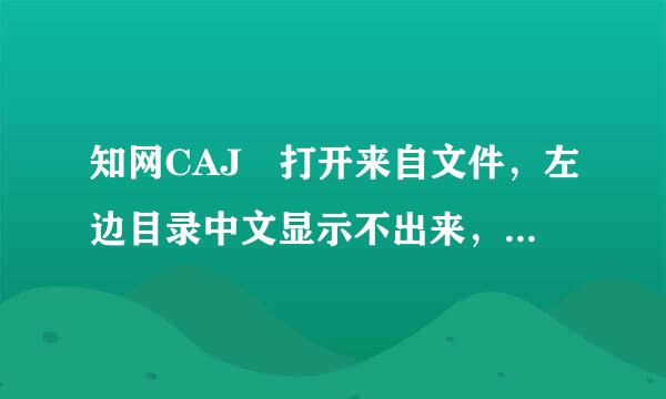 知网CAJ 打开来自文件，左边目录中文显示不出来，360问答全是问号？？？。