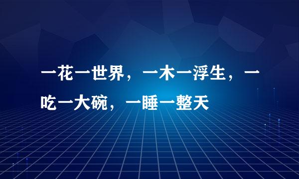 一花一世界，一木一浮生，一吃一大碗，一睡一整天