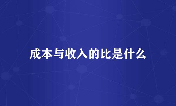 成本与收入的比是什么