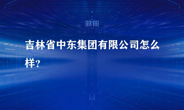 吉林省中东集团有限公司怎么样？