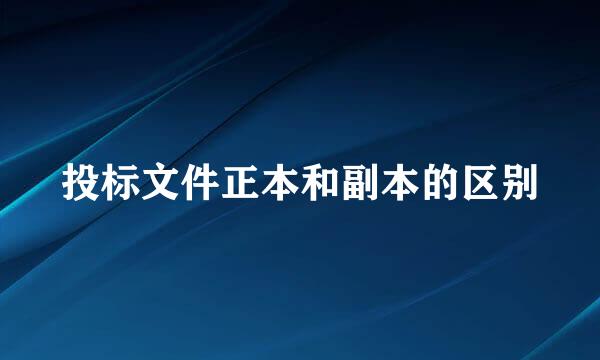 投标文件正本和副本的区别