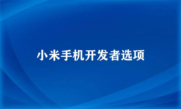 小米手机开发者选项