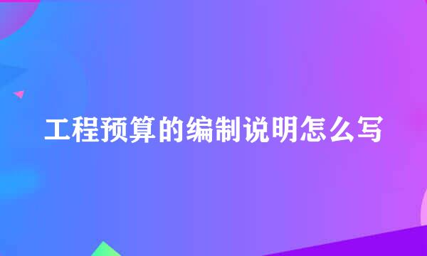 工程预算的编制说明怎么写