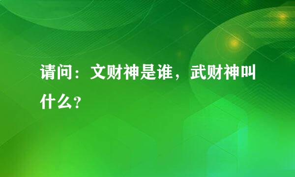 请问：文财神是谁，武财神叫什么？