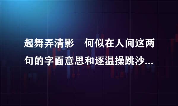 起舞弄清影 何似在人间这两句的字面意思和逐温操跳沙急却深层含义,你是怎样理解的