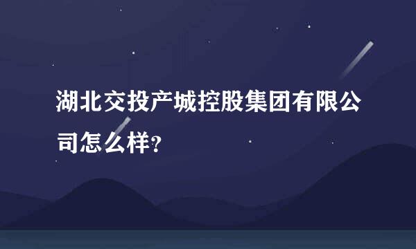 湖北交投产城控股集团有限公司怎么样？