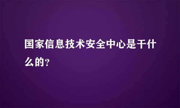 国家信息技术安全中心是干什么的？