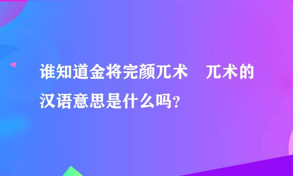 谁知道金将完颜兀术 兀术的汉语意思是什么吗？