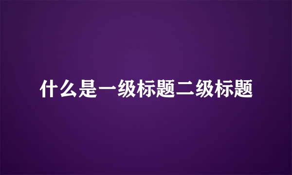 什么是一级标题二级标题