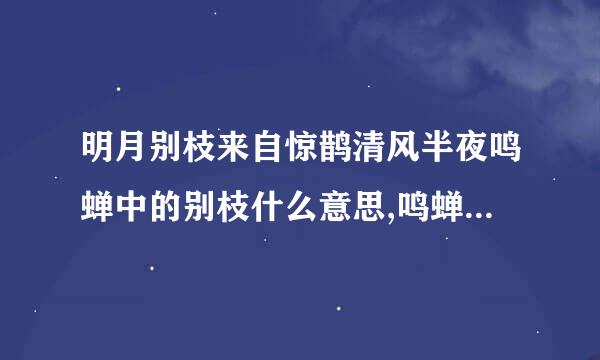 明月别枝来自惊鹊清风半夜鸣蝉中的别枝什么意思,鸣蝉什么意思