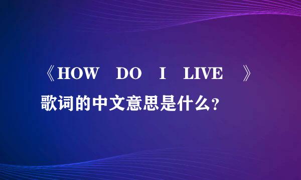 《HOW DO I LIVE 》歌词的中文意思是什么？