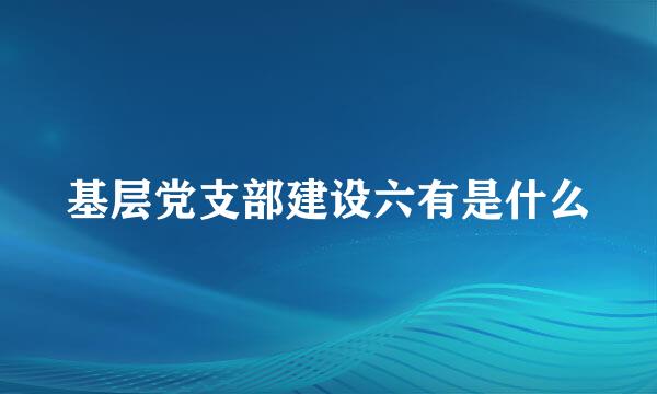 基层党支部建设六有是什么