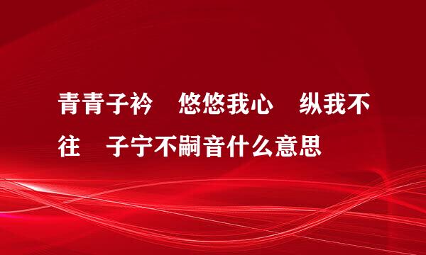 青青子衿 悠悠我心 纵我不往 子宁不嗣音什么意思