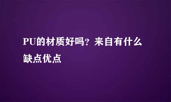 PU的材质好吗？来自有什么缺点优点