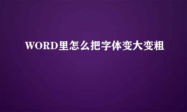 WORD里怎么把字体变大变粗