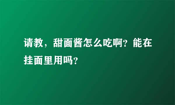 请教，甜面酱怎么吃啊？能在挂面里用吗？