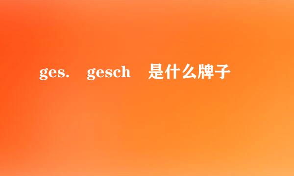 ges. gesch 是什么牌子