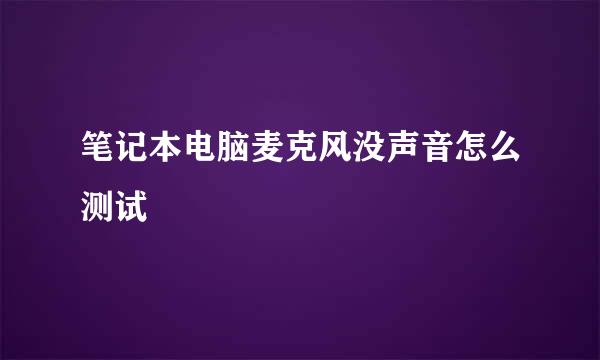 笔记本电脑麦克风没声音怎么测试