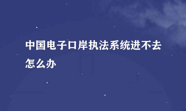 中国电子口岸执法系统进不去怎么办