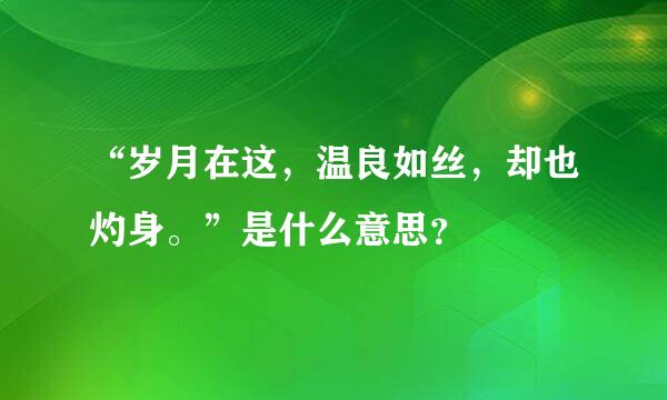 “岁月在这，温良如丝，却也灼身。”是什么意思？