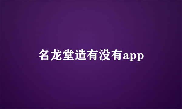 名龙堂造有没有app