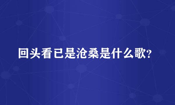 回头看已是沧桑是什么歌？