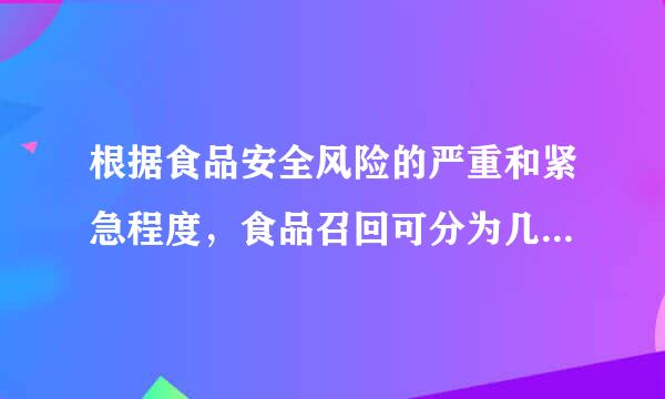 根据食品安全风险的严重和紧急程度，食品召回可分为几级?并分别做解释。