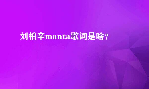 刘柏辛manta歌词是啥？