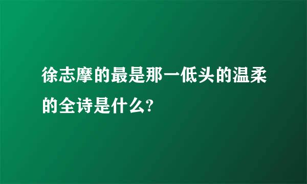 徐志摩的最是那一低头的温柔的全诗是什么?