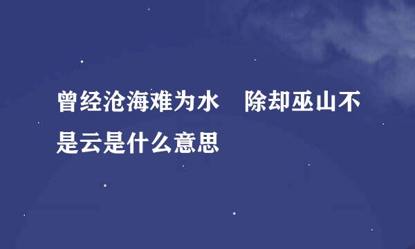 曾经沧海难为水 除却巫山不是云是什么意思