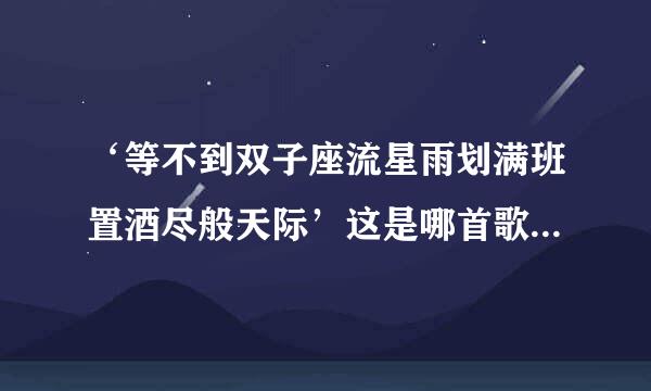 ‘等不到双子座流星雨划满班置酒尽般天际’这是哪首歌里面来自的歌词？