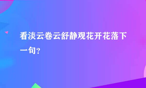 看淡云卷云舒静观花开花落下一句？