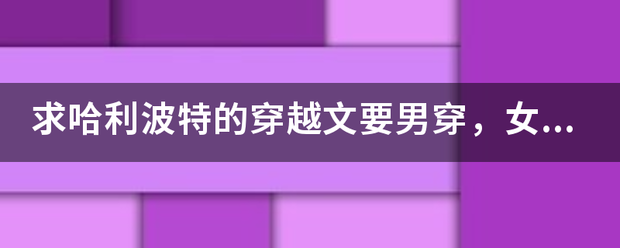 求哈利波特的穿越武使建机语气李井测策文要男穿，女主要赫敏的，不要bl，不要百合，不要yy的，要男主很强的。不要穿成教授