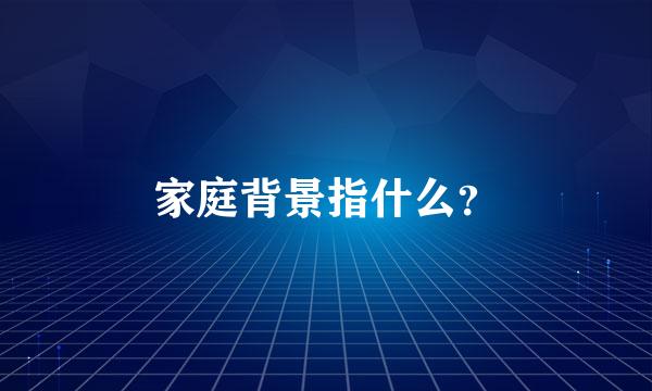 家庭背景指什么？