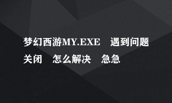 梦幻西游MY.EXE 遇到问题关闭 怎么解决 急急