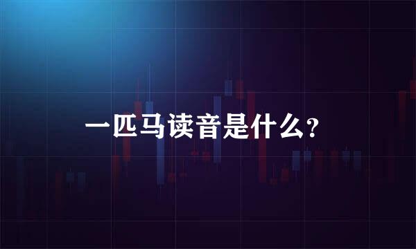 一匹马读音是什么？