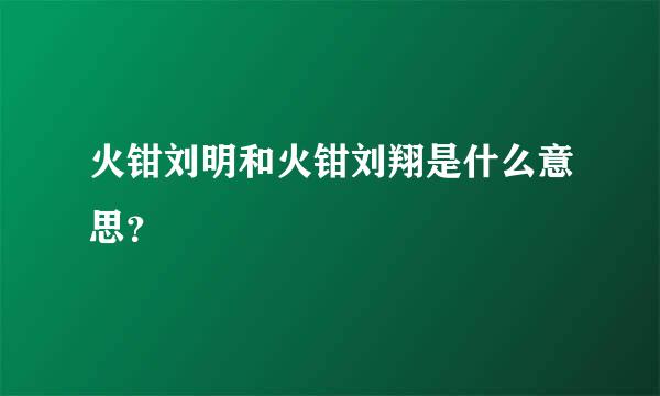 火钳刘明和火钳刘翔是什么意思？