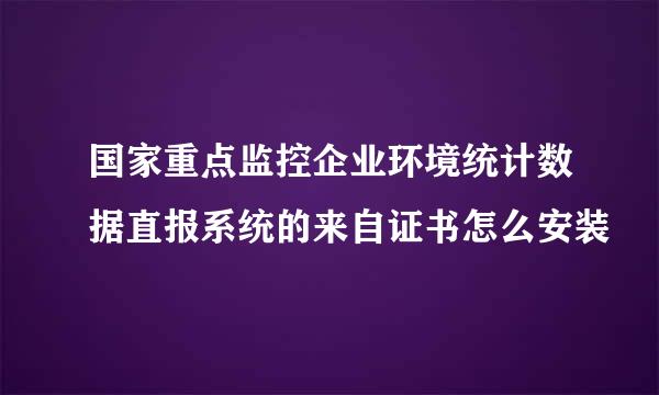 国家重点监控企业环境统计数据直报系统的来自证书怎么安装