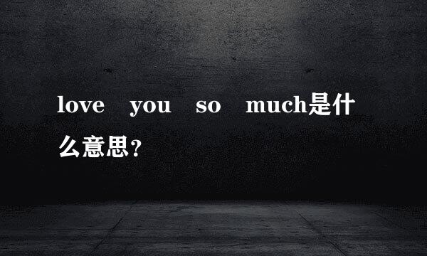 love you so much是什么意思？