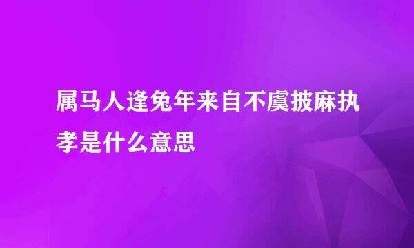 属马人逢兔年来自不虞披麻执孝是什么意思