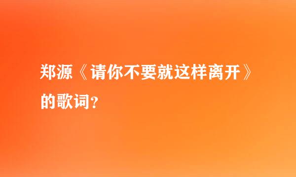 郑源《请你不要就这样离开》的歌词？