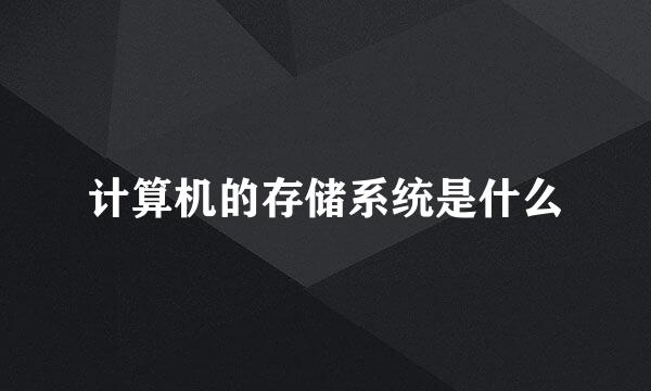 计算机的存储系统是什么