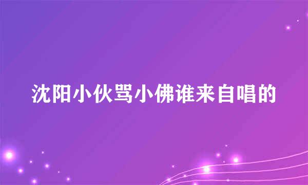 沈阳小伙骂小佛谁来自唱的