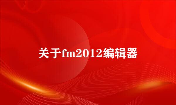 关于fm2012编辑器