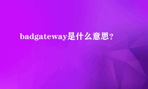 badgateway是什么意思？