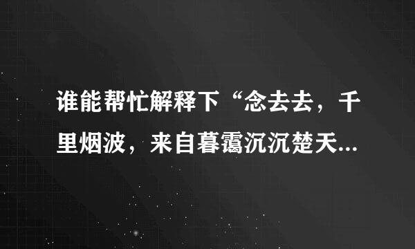 谁能帮忙解释下“念去去，千里烟波，来自暮霭沉沉楚天阔”的意思？360问答