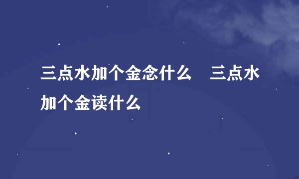 三点水加个金念什么 三点水加个金读什么